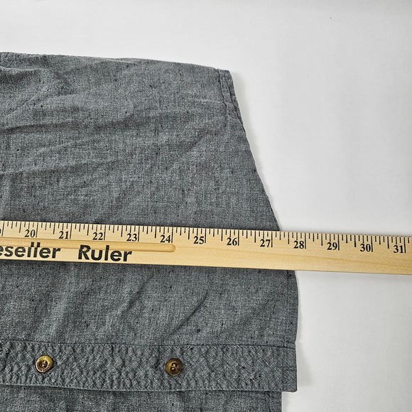 Dravus Mens Size Medium Button Up Shirt Gray Cotton Casual Short Sleeve Pocket - Picture 7 of 8